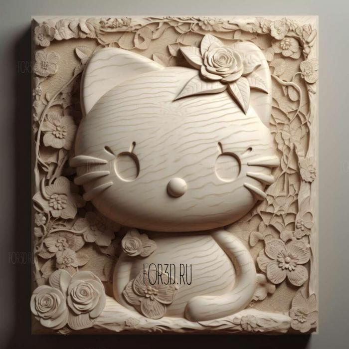 Hello Kitty 2 stl model for CNC